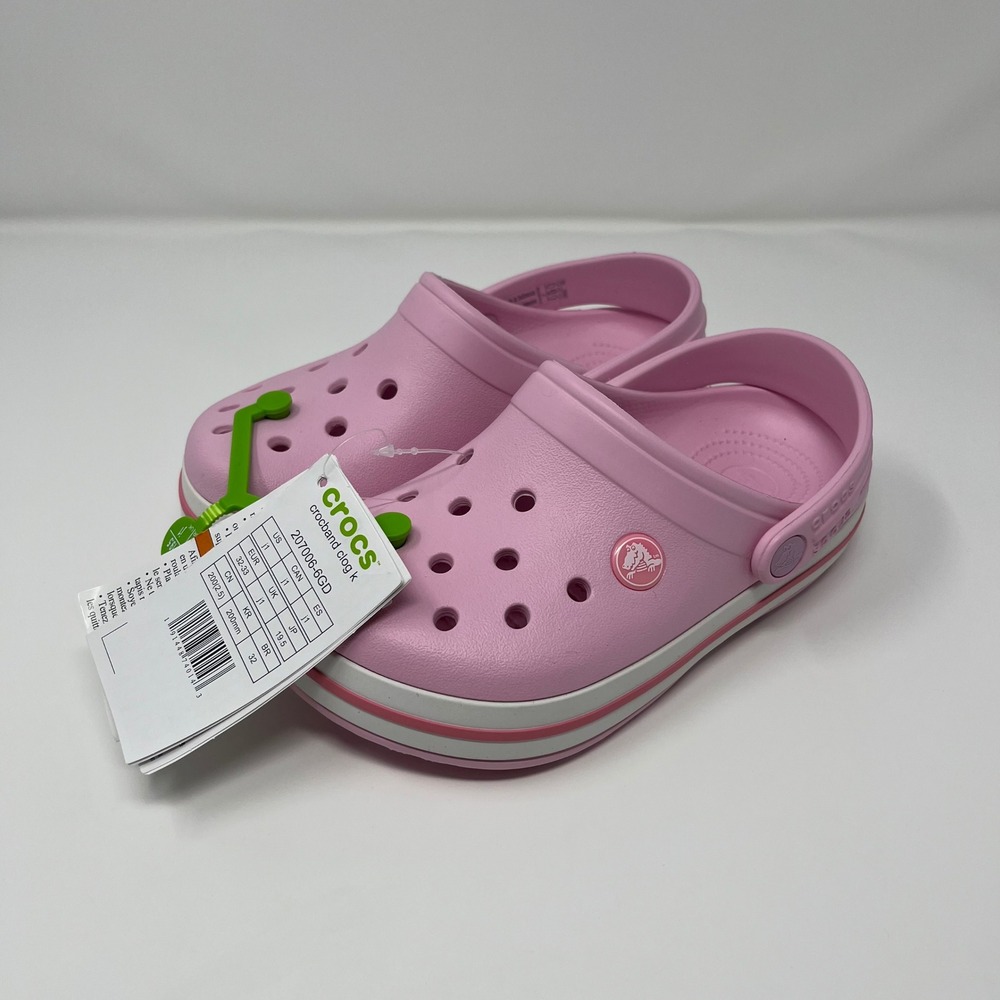 Crocs Crocband Clog K Size J1 Pink White Sporty Kids Sandals